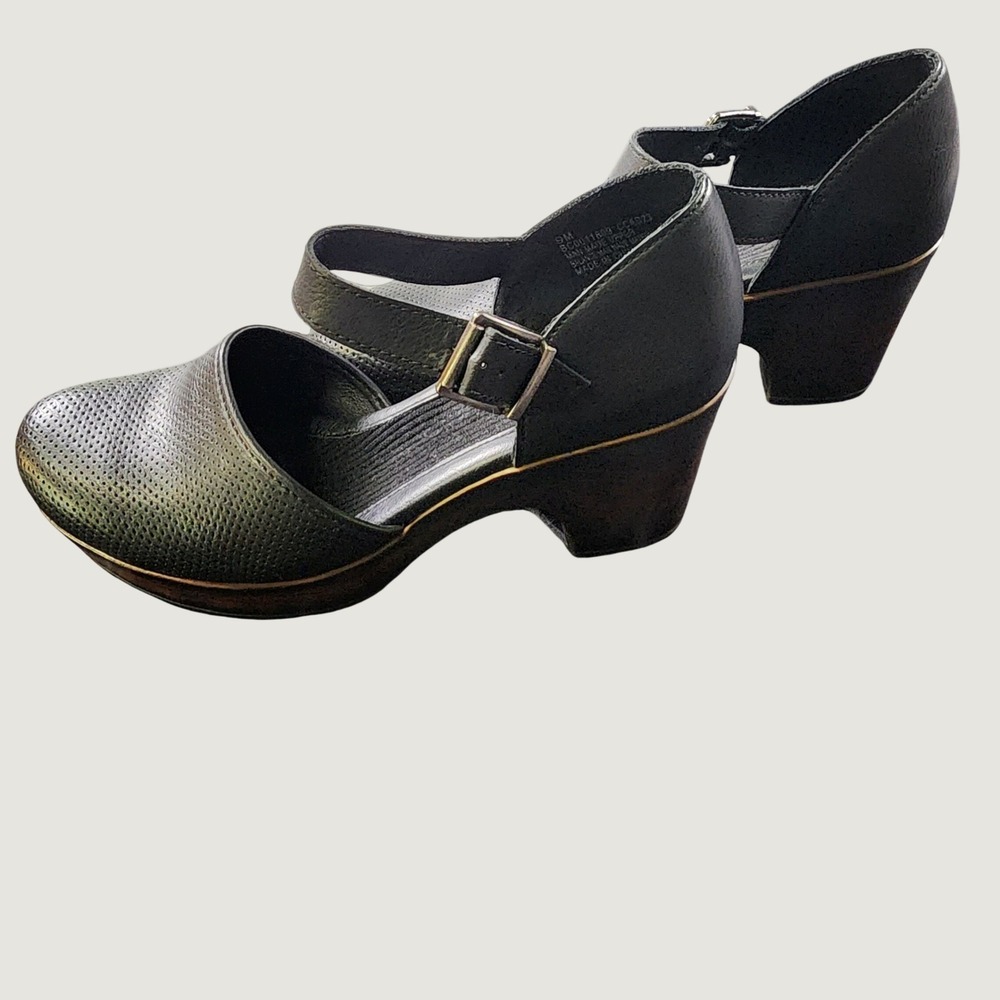 b.o.c. Born Concept Women 9M Black Mary Jane Clog Perforated Platform Heel Shoes